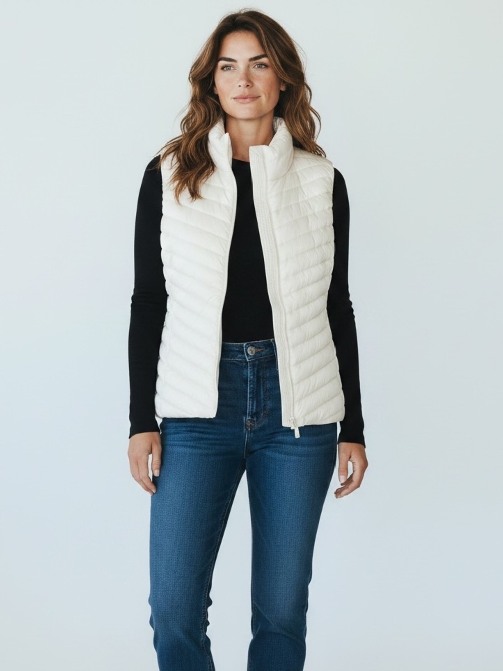 Old Navy Water-Resistant Narrow Channel Cream Puffer Vest Size XL
